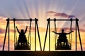 Happy couple, a man is a disabled person and a disabled woman in a wheelchair on an adaptive swing