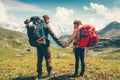 Happy Couple Man and Woman backpackers together Royalty Free Stock Photo