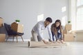 Happy couple moving to new home. Royalty Free Stock Photo