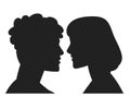 Happy Couple Multicultural various faces silhouettes premium vector Royalty Free Stock Photo