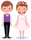 Happy couple newlywed bride and groom on a white background in w