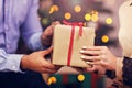 Happy Couple Opening Christmas Present Royalty Free Stock Photo