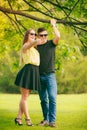 Happy couple in park Royalty Free Stock Photo