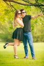 Happy couple in park Royalty Free Stock Photo