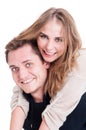 Happy couple portrait cuddling and being joyful Royalty Free Stock Photo