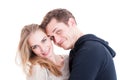 Happy couple posing as being lovely and joyful Royalty Free Stock Photo