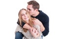 Happy couple posing being affective and kissing Royalty Free Stock Photo