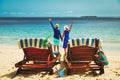 Happy couple relax on tropical beach Royalty Free Stock Photo