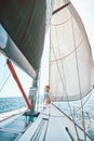 Happy couple relaxing on a luxury yacht. lovers on cruise Royalty Free Stock Photo