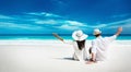 Happy Couple Relaxing on the Ocean. Seychelles island