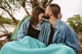 Couple on a romantic camping vacation