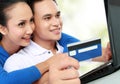 Happy couple shopping online Royalty Free Stock Photo
