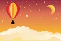 Happy couple silhouette in a Hot Air Balloon Royalty Free Stock Photo