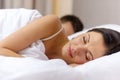 Happy couple sleeping in bed Royalty Free Stock Photo