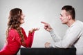 Happy couple talking on date. Conversation. Royalty Free Stock Photo