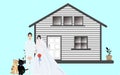 Happy couple with their new house Royalty Free Stock Photo