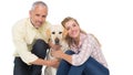 Happy couple with their pet dog Royalty Free Stock Photo