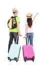 Happy couple tourist with travel suitcase Royalty Free Stock Photo