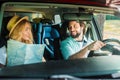 happy couple traveling by car Royalty Free Stock Photo
