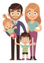 Happy couple with two children. Smiling family characters