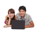 Happy couple using laptop Royalty Free Stock Photo