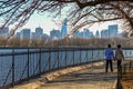 Happy couple walking in New york city Royalty Free Stock Photo