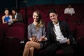 Couple watching movie in theatre Royalty Free Stock Photo