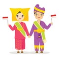 Cute Couple Wearing Padang, Indonesia Traditional Dress Vector Royalty Free Stock Photo