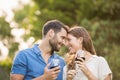 Happy couple with wineglass