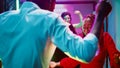 Happy couples dancing in pairs at club Royalty Free Stock Photo