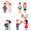 Happy couples in love Valentine Day men and women characters Concept Flat Design Vector Illustration Royalty Free Stock Photo