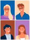 Happy Couples, Male Female Family Portraits Vector