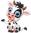 Happy cow cartoon presenting Royalty Free Stock Photo