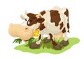 Happy cow eating grass Royalty Free Stock Photo