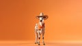 A Happy Cow In A Hat Beachwear Peachy Orange Background. Generative AI