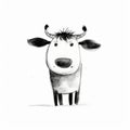 Happy Cow Illustration: Minimalist Ink Wash Art For Kids
