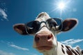 Happy cow wearing sunglasses Royalty Free Stock Photo