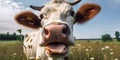 happy cows on eco farm, organic food, milk, Generative AI