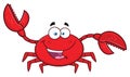 Happy Crab Cartoon Mascot Character Waving For Greeting