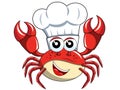 Happy Crab chef mascot cook hat isolated