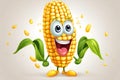 Happy crazy cartoon corn cob character. Royalty Free Stock Photo