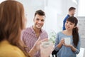 Happy creative team drinking coffee at office Royalty Free Stock Photo