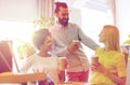 Happy creative team drinking coffee in office Royalty Free Stock Photo