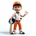 Happy Cricket: A Cute Cartoon Superhero Character In Orange Uniform