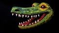 Happy Crocodile Yarn Painting: Conceptual Embroidery With Luminous 3d Sculpture