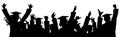 Happy crowd of graduates in square academic caps. Cheerful people silhouette. Vector  illustration Royalty Free Stock Photo