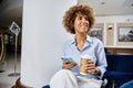 happy curly african american woman with Royalty Free Stock Photo