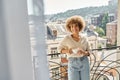 happy curly african american woman standing Royalty Free Stock Photo