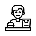 happy customer line icon illustration vector graphic