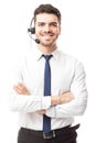 Happy customer support tech Royalty Free Stock Photo